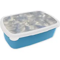 MuchoWow Broodtrommel Blauw - Lunchbox - Brooddoos - Romantische tulpenbladeren - 18x12x6 cm - Kinderen - Jongen