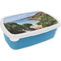 MuchoWow Broodtrommel Blauw - Lunchbox - Brooddoos - Het Maddalena archipel Sardinië - 18x12x6 cm - Kinderen - Jongen