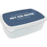 MuchoWow Broodtrommel Wit - Lunchbox - Brooddoos - Quotes - Zo super blij met een broer zoals jij - Broer - Broers - Spreuken - 18x12x6 cm - Volwassenen