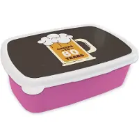 MuchoWow Broodtrommel Roze - Lunchbox - Brooddoos - Feest - Jubileum - 80 Jaar - 18x12x6 cm - Kinderen - Meisje