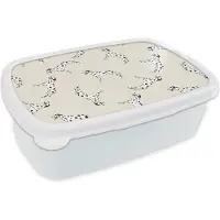 MuchoWow Broodtrommel Wit - Lunchbox - Brooddoos - Hond - Dalmatiër - Pastel - Jongen - Design - 18x12x6 cm - Volwassenen
