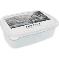 MuchoWow Broodtrommel Wit - Lunchbox - Brooddoos - Oostenrijk - Water - Berg - Alpen - 18x12x6 cm - Volwassenen