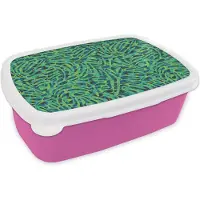 MuchoWow Broodtrommel Roze - Lunchbox - Brooddoos - Jungle - Dieren - Patroon - 18x12x6 cm - Kinderen - Meisje