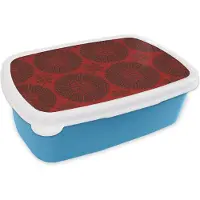 MuchoWow Broodtrommel Blauw - Lunchbox - Brooddoos - Chinees - Patronen - Rood - 18x12x6 cm - Kinderen - Jongen