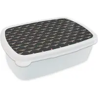 MuchoWow Broodtrommel Wit - Lunchbox - Brooddoos - Jongens - Patroon - Dinosaurussen - 18x12x6 cm - Volwassenen