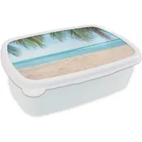 MuchoWow Broodtrommel Wit - Lunchbox - Brooddoos - Strand - Palm - Thailand - 18x12x6 cm - Volwassenen