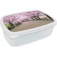 MuchoWow Broodtrommel Wit - Lunchbox - Brooddoos - Sakura - Lente - Japan - 18x12x6 cm - Volwassenen