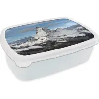 MuchoWow Broodtrommel Wit - Lunchbox - Brooddoos - Wolken boven de Matterhorn in Zwitserland - 18x12x6 cm - Volwassenen