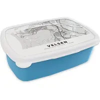 MuchoWow Broodtrommel Blauw - Lunchbox - Brooddoos - Kaart - Velsen - Nederland - 18x12x6 cm - Kinderen - Jongen
