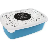 MuchoWow Broodtrommel Blauw - Lunchbox - Brooddoos - Zonnetje, wijntje & kletsen - Quotes - Tekst - Wijn - Zomer - 18x12x6 cm - Kinderen - Jongen