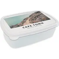 MuchoWow Broodtrommel Wit - Lunchbox - Brooddoos - Zuid-Afrika - Zee - Natuur - 18x12x6 cm - Volwassenen