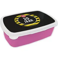 MuchoWow Broodtrommel Roze - Lunchbox - Brooddoos - Jubileum - 20 jaar - Zwart - 18x12x6 cm - Kinderen - Meisje