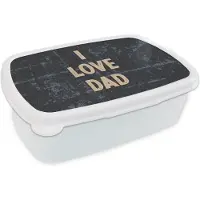 MuchoWow Broodtrommel Wit - Lunchbox - Brooddoos - I love dad - Papa - Quotes - Spreuken - 18x12x6 cm - Volwassenen