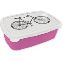MuchoWow Broodtrommel Roze - Lunchbox - Brooddoos - Vintage - Fiets - Stuur - 18x12x6 cm - Kinderen - Meisje