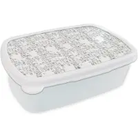 MuchoWow Broodtrommel Wit - Lunchbox - Brooddoos - Stadskaart - Patronen - Zwart Wit - 18x12x6 cm - Volwassenen