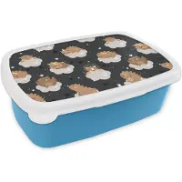 MuchoWow Broodtrommel Blauw - Lunchbox - Brooddoos - Patroon - Jongens - Dino - Kinderen - 18x12x6 cm - Kinderen - Jongen