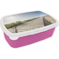 MuchoWow Broodtrommel Roze - Lunchbox - Brooddoos - Strand - Planken - Portugal - 18x12x6 cm - Kinderen - Meisje