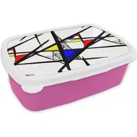 MuchoWow Broodtrommel Roze - Lunchbox - Brooddoos - Patronen - Abstract - Kunst - 18x12x6 cm - Kinderen - Meisje