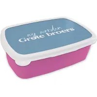 MuchoWow Broodtrommel Roze - Lunchbox - Brooddoos - Quotes - Wij worden Grote broers - Grote broer - Spreuken - 18x12x6 cm - Kinderen - Meisje