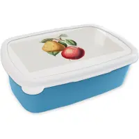 MuchoWow Broodtrommel Blauw - Lunchbox - Brooddoos - Peer - Appel - Fruit - 18x12x6 cm - Kinderen - Jongen