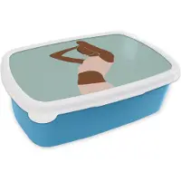 MuchoWow Broodtrommel Blauw - Lunchbox - Brooddoos - Vrouw - Zomer - Pastel - 18x12x6 cm - Kinderen - Jongen