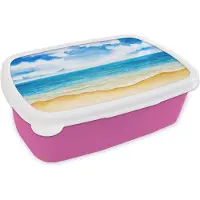 MuchoWow Broodtrommel Roze - Lunchbox - Brooddoos - Strand - Zee - Lucht - 18x12x6 cm - Kinderen - Meisje