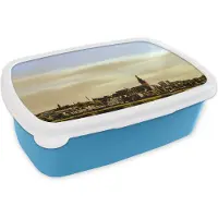 MuchoWow Broodtrommel Blauw - Lunchbox - Brooddoos - Skyline - Nijmegen - Nederland - 18x12x6 cm - Kinderen - Jongen