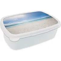 MuchoWow Broodtrommel Wit - Lunchbox - Brooddoos - Strand - Eiland - Zon - 18x12x6 cm - Volwassenen