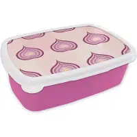 MuchoWow Broodtrommel Roze - Lunchbox - Brooddoos - Paars - Patronen - Uien - 18x12x6 cm - Kinderen - Meisje