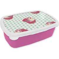 MuchoWow Broodtrommel Roze - Lunchbox - Brooddoos - Patronen - Cupcake - Eten - 18x12x6 cm - Kinderen - Meisje