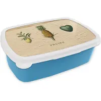 MuchoWow Broodtrommel Blauw - Lunchbox - Brooddoos - Fruit - Eten - Ananas - 18x12x6 cm - Kinderen - Jongen
