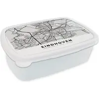 MuchoWow Broodtrommel Wit - Lunchbox - Brooddoos - Kaart - Eindhoven - Nederland - 18x12x6 cm - Volwassenen
