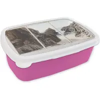 MuchoWow Broodtrommel Roze - Lunchbox - Brooddoos - Doorkijk - Strand - Zee - 18x12x6 cm - Kinderen - Meisje