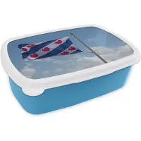MuchoWow Broodtrommel Blauw - Lunchbox - Brooddoos - Friesland - Friese vlag - Lucht - 18x12x6 cm - Kinderen - Jongen