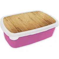 MuchoWow Broodtrommel Roze - Lunchbox - Brooddoos - Patronen - Planken - Natuur - 18x12x6 cm - Kinderen - Meisje
