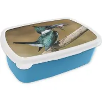 MuchoWow Broodtrommel Blauw - Lunchbox - Brooddoos - Vogel - Vis - Tak - 18x12x6 cm - Kinderen - Jongen