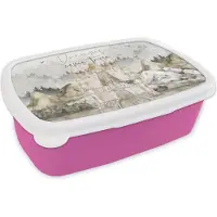 MuchoWow Broodtrommel Roze - Lunchbox - Brooddoos - Quotes - Dreams come true - Spreuken - Kinderen - Kids - Baby - Jongens - Meiden - 18x12x6 cm - Kinderen - Meisje
