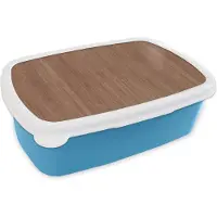 MuchoWow Broodtrommel Blauw - Lunchbox - Brooddoos - Hout - Boomstronk - Patronen - 18x12x6 cm - Kinderen - Jongen