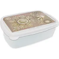 MuchoWow Broodtrommel Wit - Lunchbox - Brooddoos - Vintage - Ernst Haeckel - Kwal - Kunst - 18x12x6 cm - Volwassenen