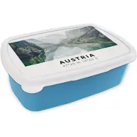 MuchoWow Broodtrommel Blauw - Lunchbox - Brooddoos - Oostenrijk - Alpen - Water - Berg - 18x12x6 cm - Kinderen - Jongen