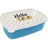 MuchoWow Broodtrommel Blauw - Lunchbox - Brooddoos - Versiering - 100 Jaar - Feest - 18x12x6 cm - Kinderen - Jongen