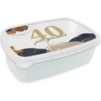MuchoWow Broodtrommel Wit - Lunchbox - Brooddoos - Trouwdag - Spreuken - 40 jaar getrouwd - Quotes - Huwelijk - 18x12x6 cm - Volwassenen