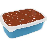 MuchoWow Broodtrommel Blauw - Lunchbox - Brooddoos - Patronen - Sterren - Kerstballen - 18x12x6 cm - Kinderen - Jongen