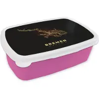 MuchoWow Broodtrommel Roze - Lunchbox - Brooddoos - Bremen - Goud - Plattegrond - Kaart - Stadskaart - 18x12x6 cm - Kinderen - Meisje