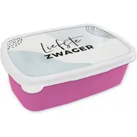 MuchoWow Broodtrommel Roze - Lunchbox - Brooddoos - Spreuken - Quotes - 'Liefste zwager' - Blauw - 18x12x6 cm - Kinderen - Meisje