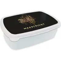 MuchoWow Broodtrommel Wit - Lunchbox - Brooddoos - Nederland - Stadskaart - Kaart - Maastricht - Plattegrond - 18x12x6 cm - Volwassenen