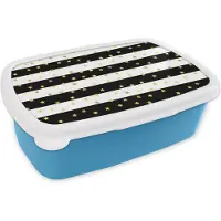 MuchoWow Broodtrommel Blauw - Lunchbox - Brooddoos - Sterren - Goud - Confetti - Patronen - 18x12x6 cm - Kinderen - Jongen