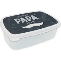 MuchoWow Broodtrommel Wit - Lunchbox - Brooddoos - Quotes - Vaderdag - Cadeau voor Man - Beste papa ooit - Spreuken - 18x12x6 cm - Volwassenen