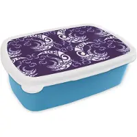 MuchoWow Broodtrommel Blauw - Lunchbox - Brooddoos - Maan - Patronen - Nacht - 18x12x6 cm - Kinderen - Jongen
