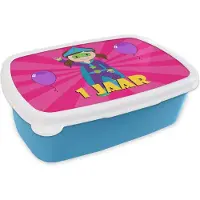 MuchoWow Broodtrommel Blauw - Lunchbox - Brooddoos - Verjaardag - Superheld - Meisje - 1 Jaar - 18x12x6 cm - Kinderen - Jongen